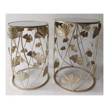 Gold metal table set/2mirror top - 531-42179