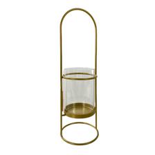 Small size metal candle holderwith glass matte gold - 541-620010