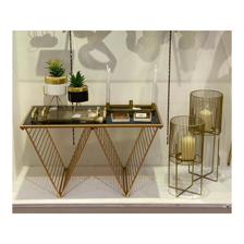 Large size metal stand with glass candle holder matt gold 11 - 541-620082