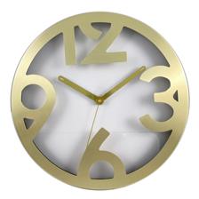 12" Aluminum wall clock with chrome Gold finish frame - 542-120327
