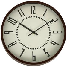 12" Plastic wall clock with wood finish - 542-120408