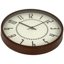 12" Plastic wall clock with wood finish - 542-120408