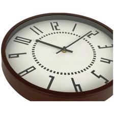 12" Plastic wall clock with wood finish - 542-120408