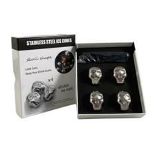 4pc stainless steel skull shape cooling cubes with velvet ba - 567-41831