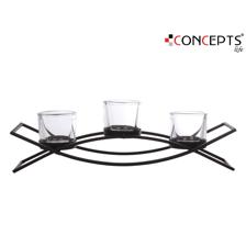 CANDLE HOLDER-BLACK MAT WITH T - 567-49019