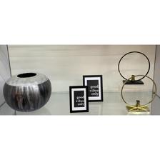 IRON CANDLE HOLDER W/2 GLASS - 567-57103