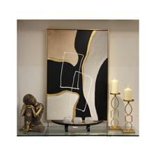MDF boat candle holder with 3frosted glass and river stones - 567-59159