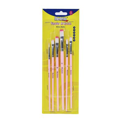 SET 6 PINCELES ARTISTICOS ROSA PASTEL (#2 #4 #6 #8 #10 #12)