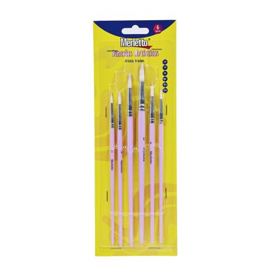 SET 6 PINCELES ARTISTICOS LILA PASTEL (#2 #4 #6 #8 #10 #12)