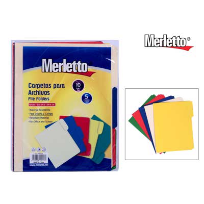 SET DE CARPETA MANILA A4 5 COLORES 10PZA