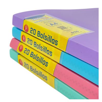 CARPETA CON BOLSILLOS A4 20 BOLSILLOS COLOR PASTEL