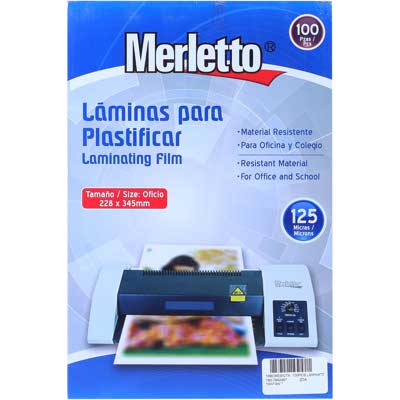 LAMINA PARA PLASTIFICAR 100PZ FC 125MICRAS