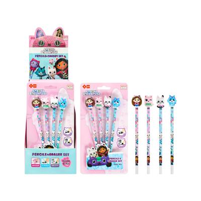 SET DE LÁPICES HB CON BORRADOR GABBY’S DOLLHOUSE (4 PIEZAS)