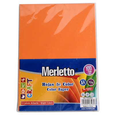 SET DE 100 HOJAS DE COLOR PASTEL SURTIDO 75GSM