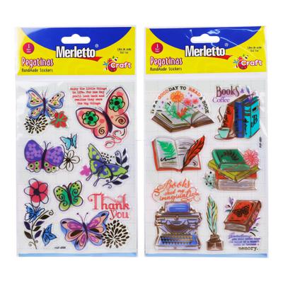 STICKER PUFFY DORADO CON FOIL 1 HOJA SURTIDA