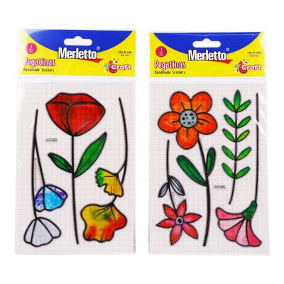 STICKER VITRAL 3D FLORES 1 HOJA SURTIDA