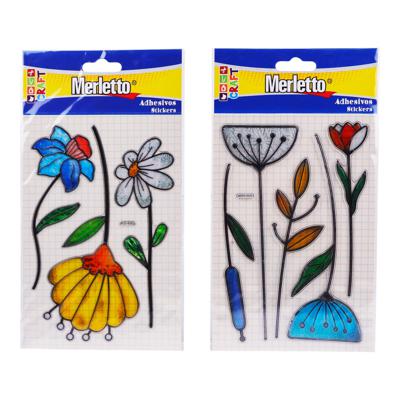 STICKER VITRAL 3D FLORES 1 HOJA SURTIDA