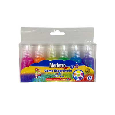 PEGAMENTO ESCARCHADO COLORES NEON 6PZ 20G