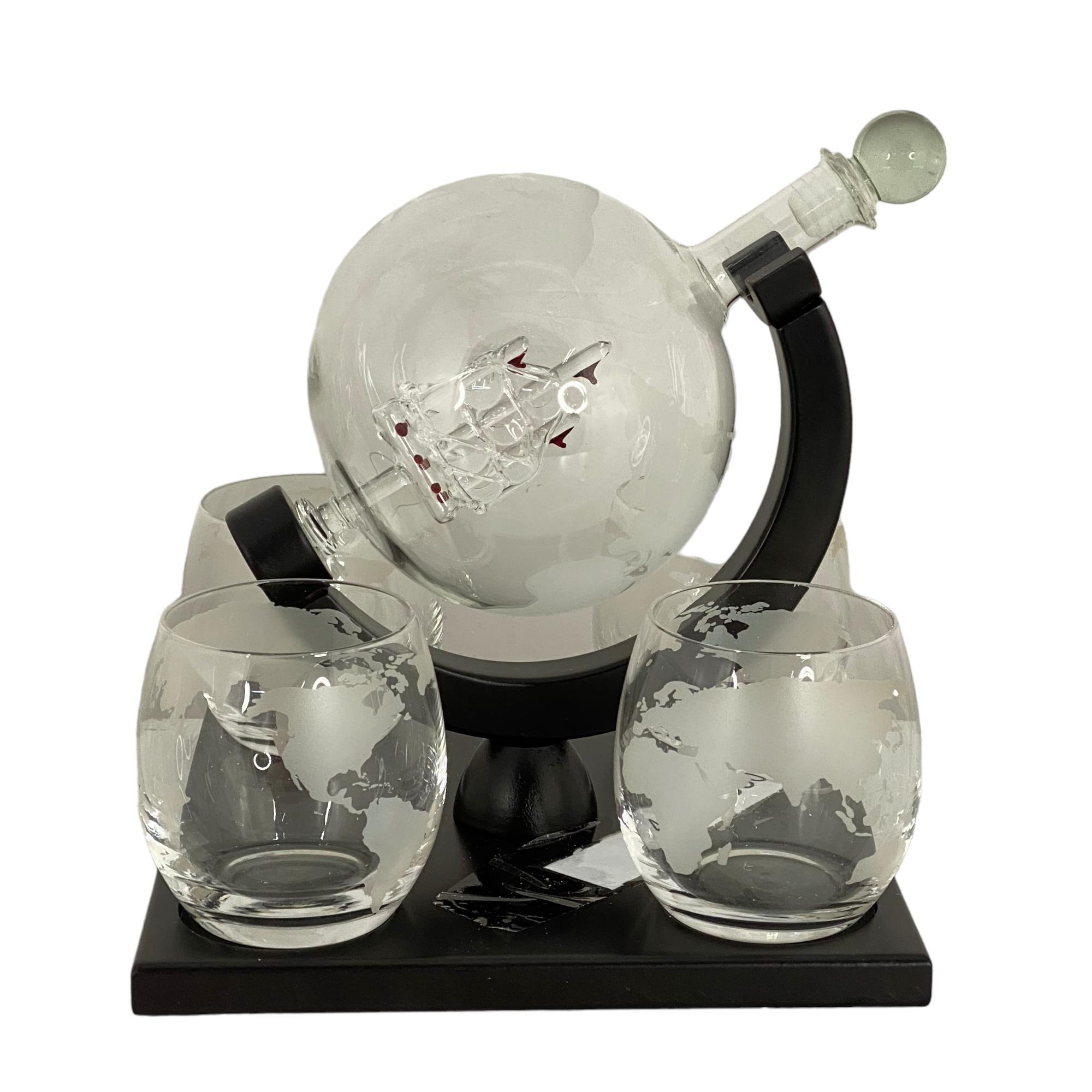 SET OF 5 GLOBE DECANTER WITH 4WINE GLASS - 413-270007