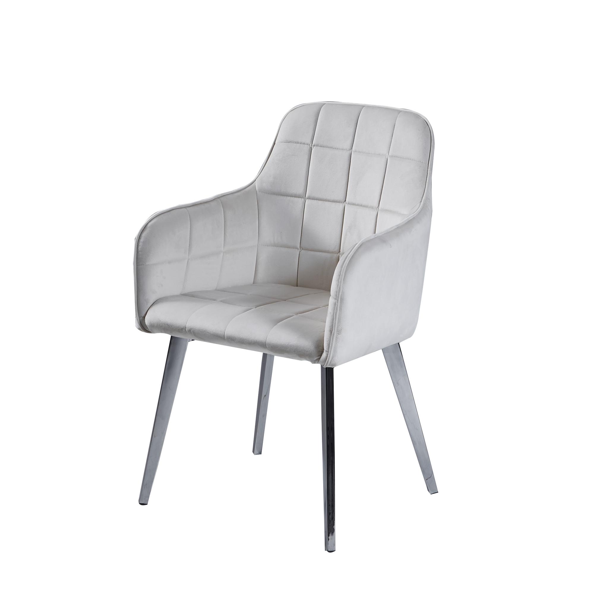 DINING CHAIR IN VELVET SEAT AND BACK METAL WITH CHROM(SILVE - 422-290069
