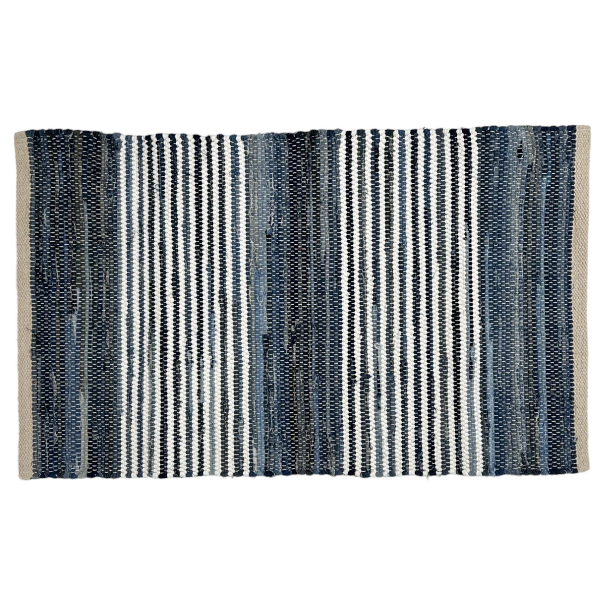 Hand Woven Recycled Denim Cotton Rug - 427-5200402