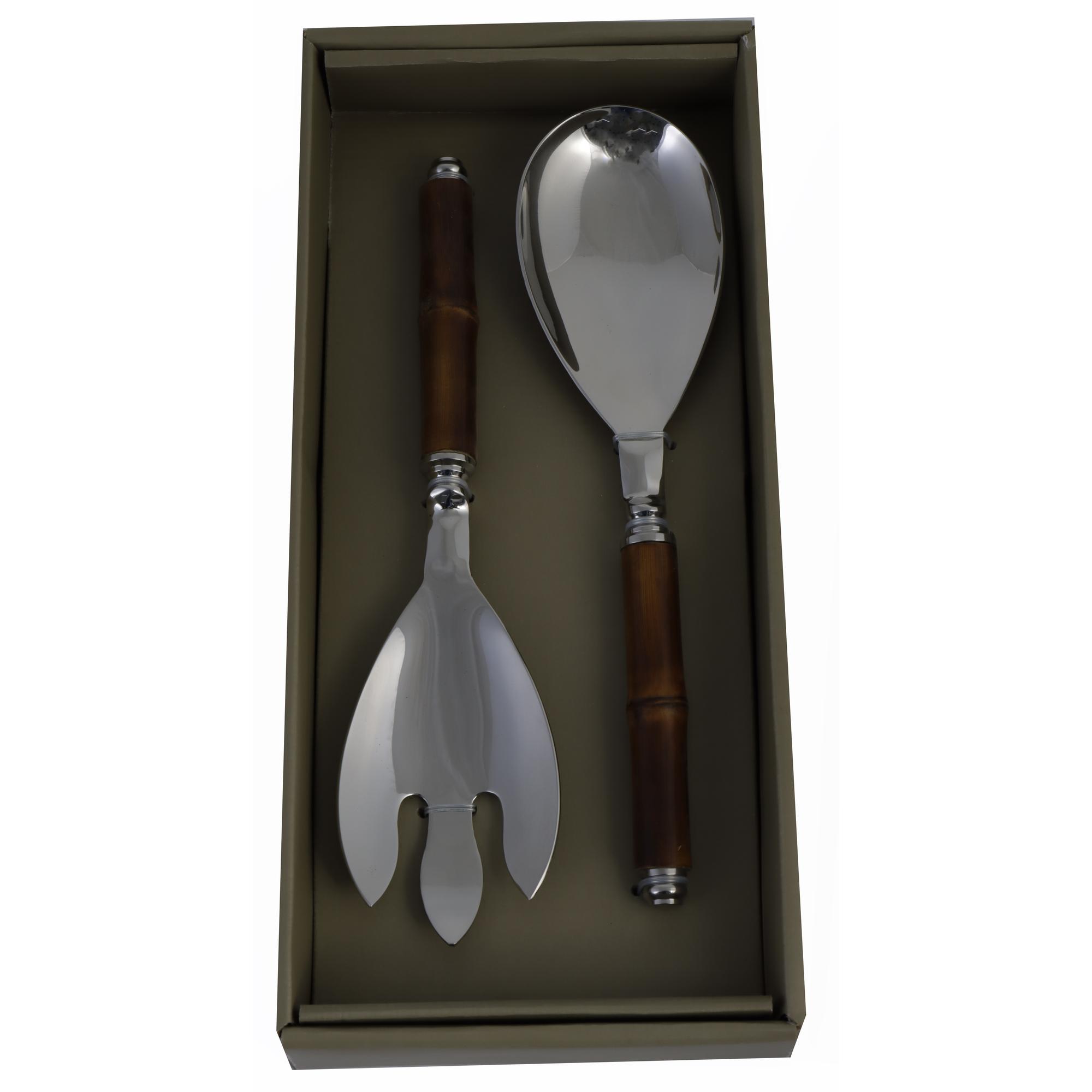 S/2 SALAD SET BAMBOO HANDLE - 429-66000028