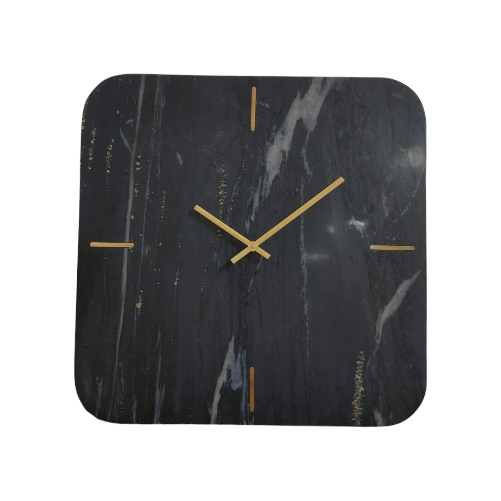 SQUARE BLACK MARINE MARBLE WALL CLOCK - 429-980008
