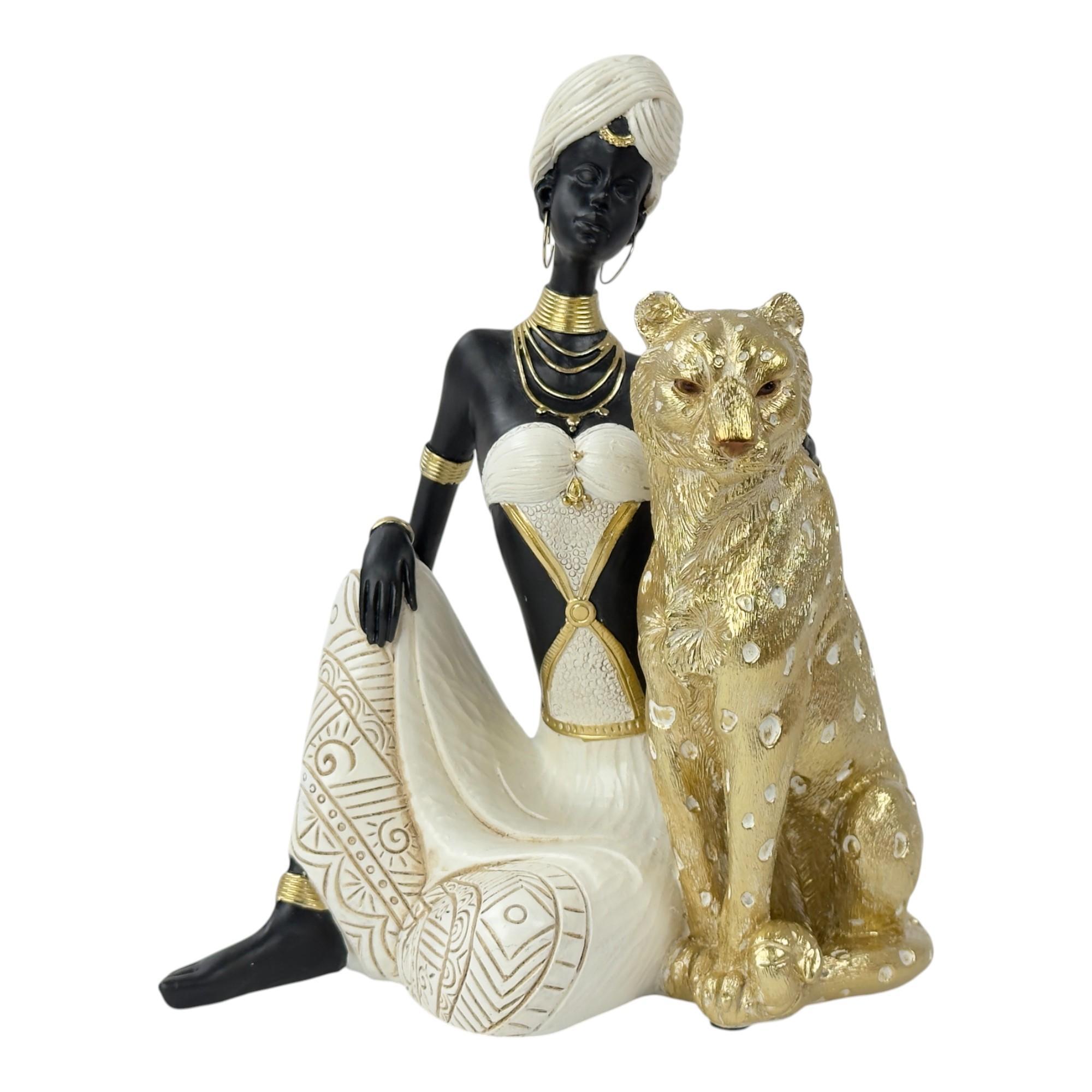 DAMA CON LEON DECOR 17.5X12.5X - 437-0420166