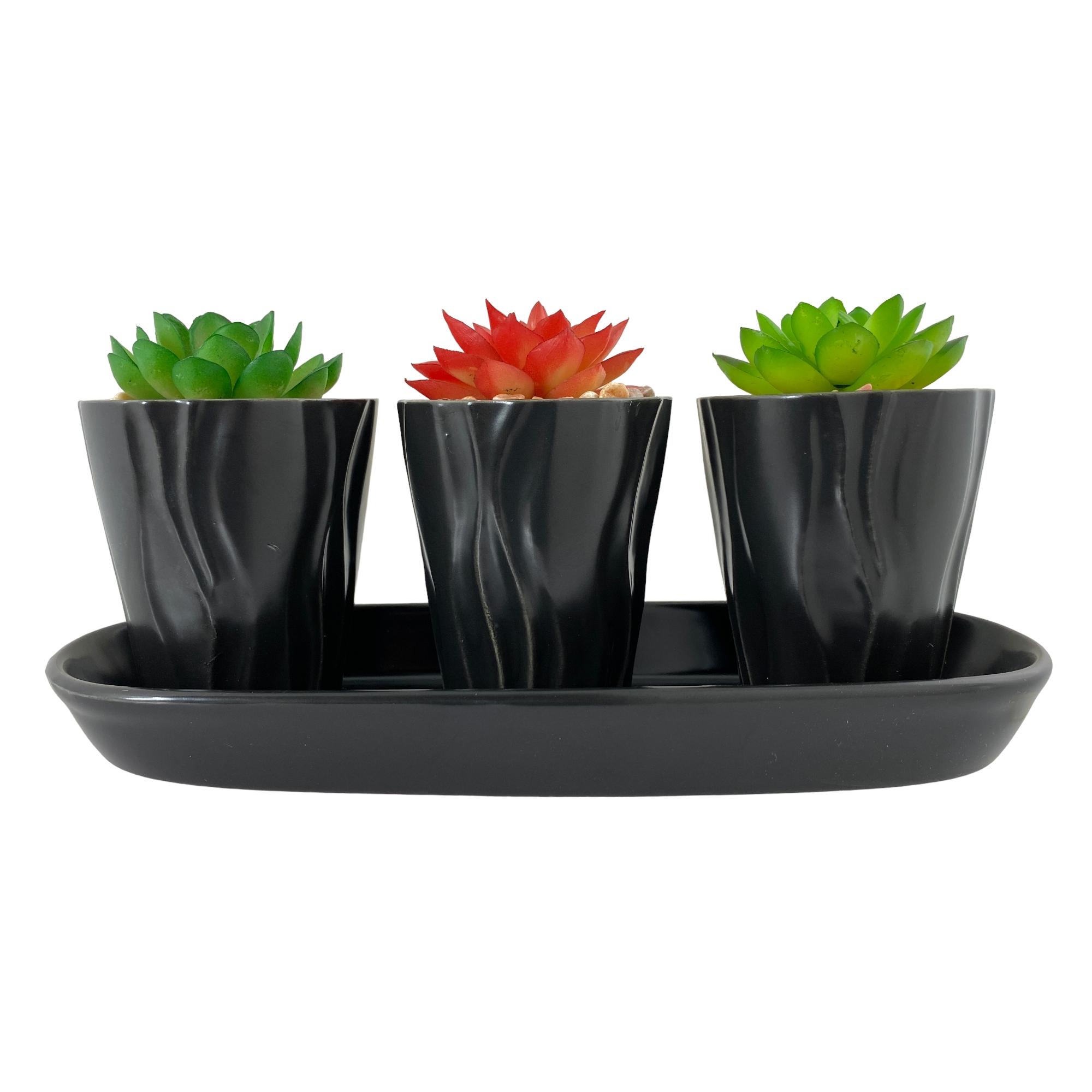 4/S PLASTIC PLANT IN CERAMIC POT - 439-357578