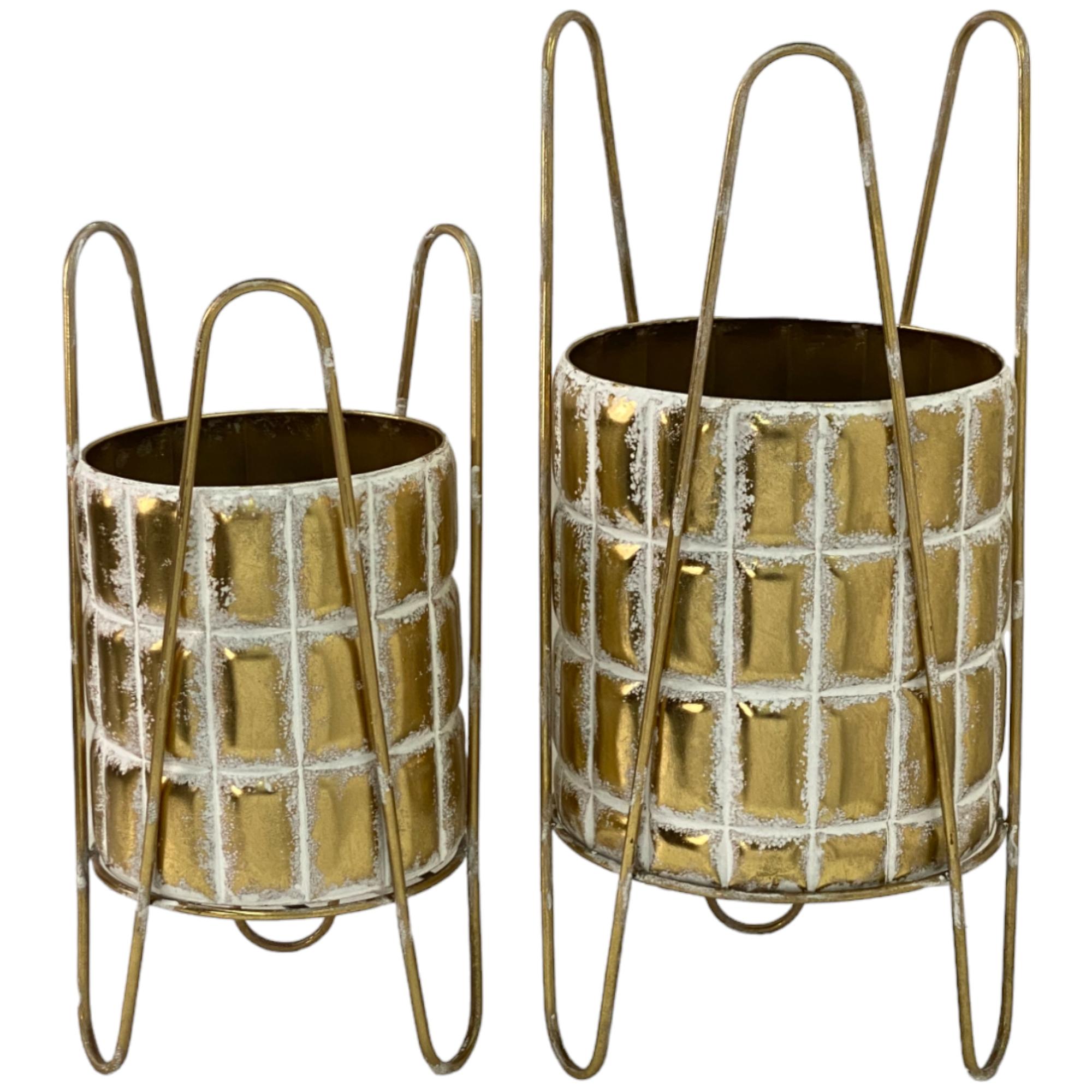 2/S METAL FLOWERPOT WITH METALSTAND - 448-2215411