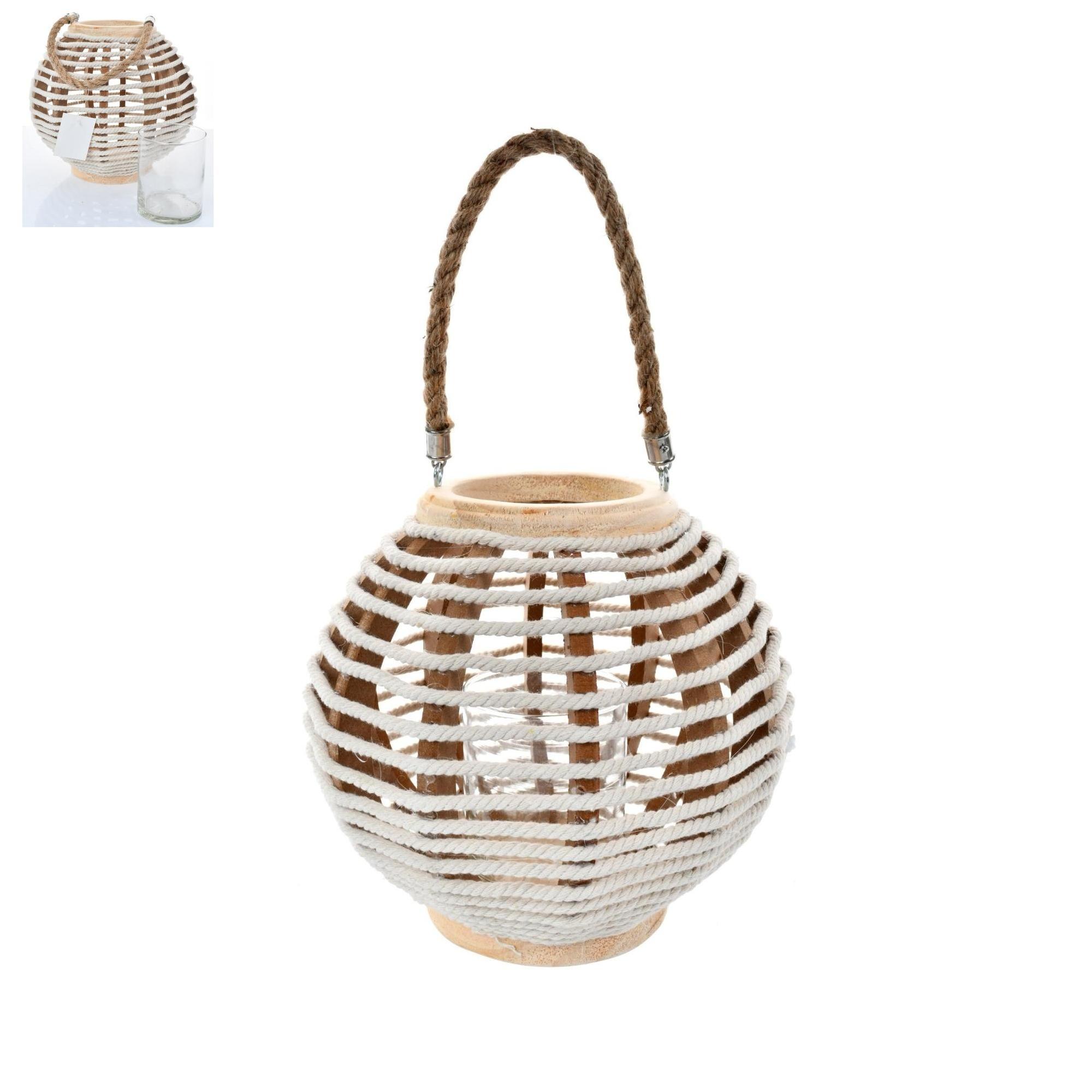 FIRWOOD LANTERN WITH GLASS - 449-483947
