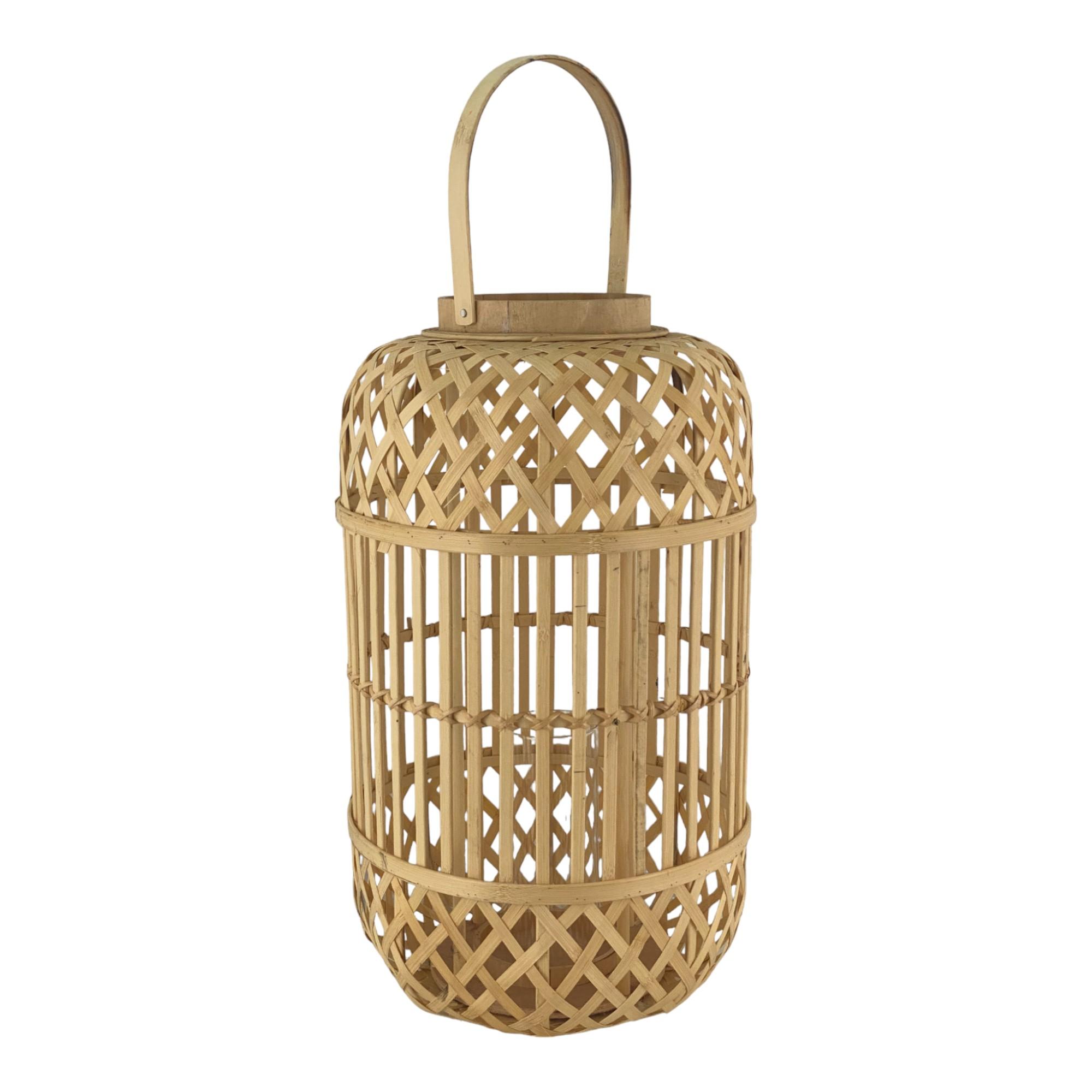 BAMBOO LANTERN W / GLASS TUBE - 454-0800010