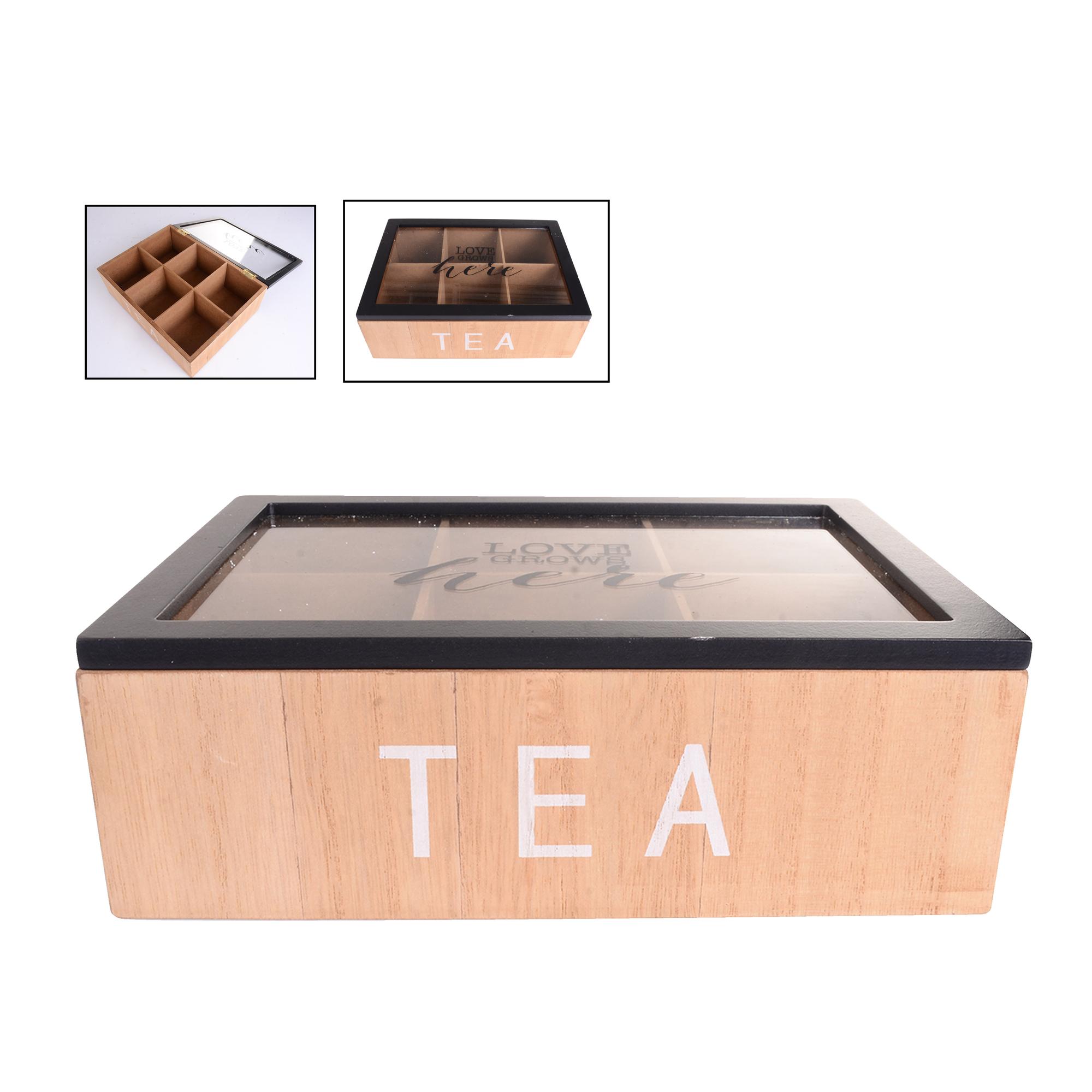 MDF TEA BOX WITH 6 COMPRATMENT - 530-593027