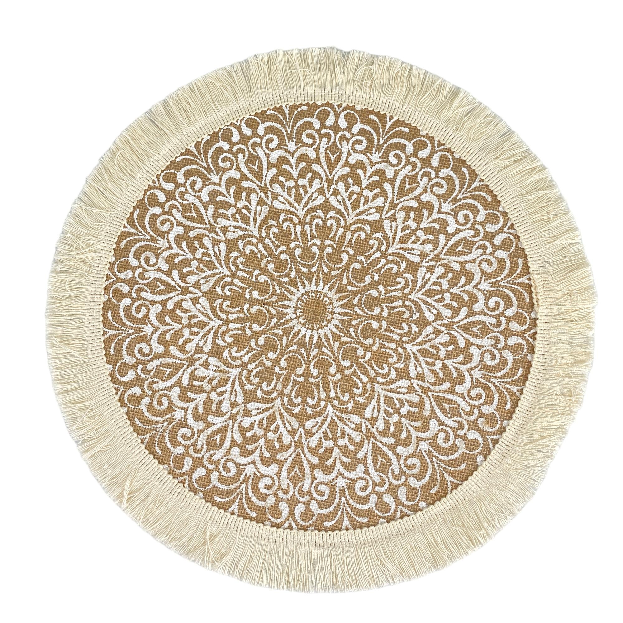 Printed jute placemat Material:80%Jute+20%paper
Size:38cm - 537-75354