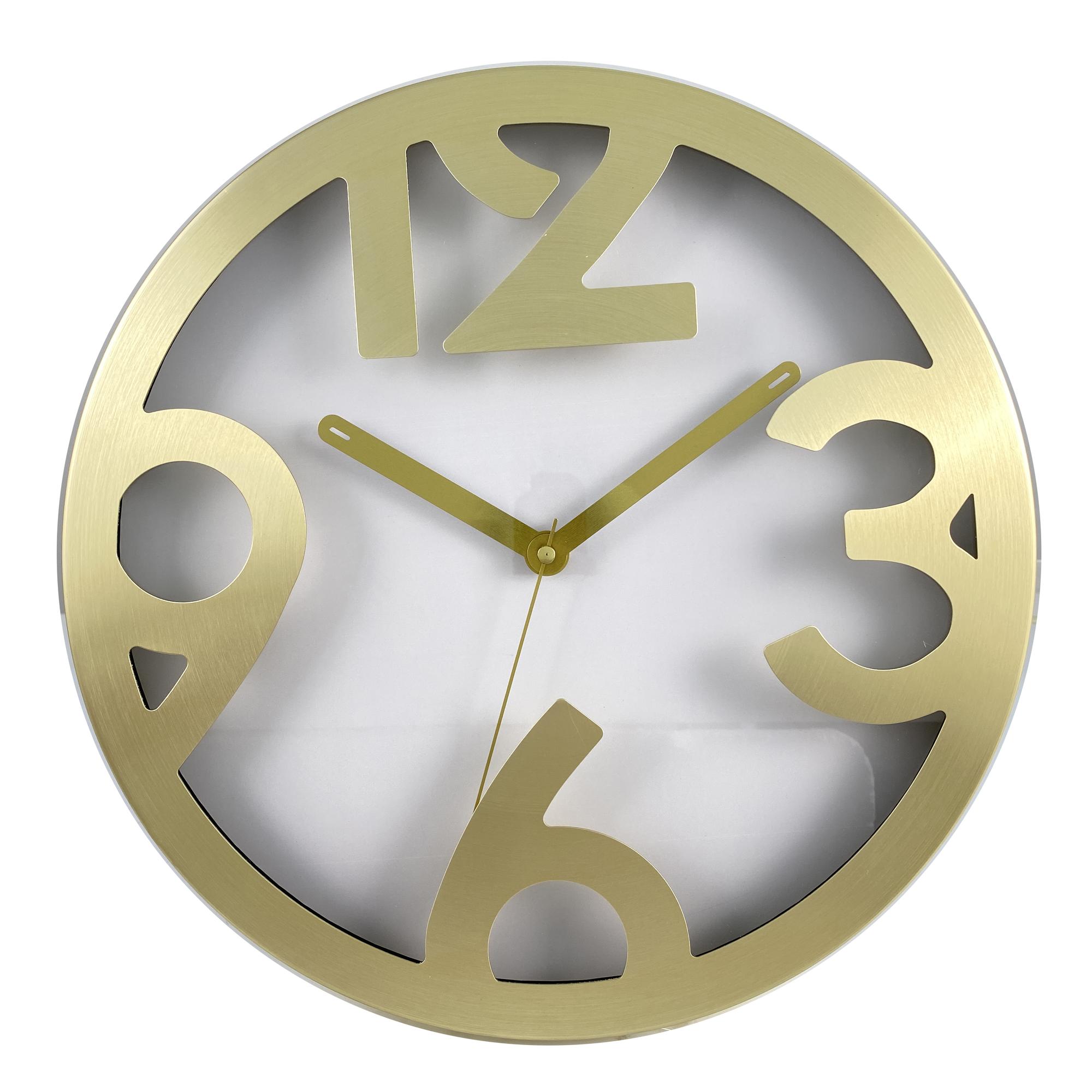 12" Aluminum wall clock with chrome Gold finish frame - 542-120327
