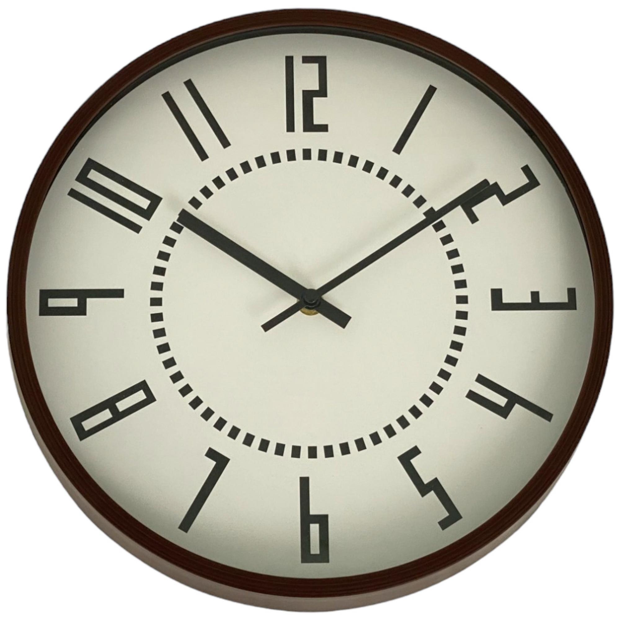 12" Plastic wall clock with wood finish - 542-120408