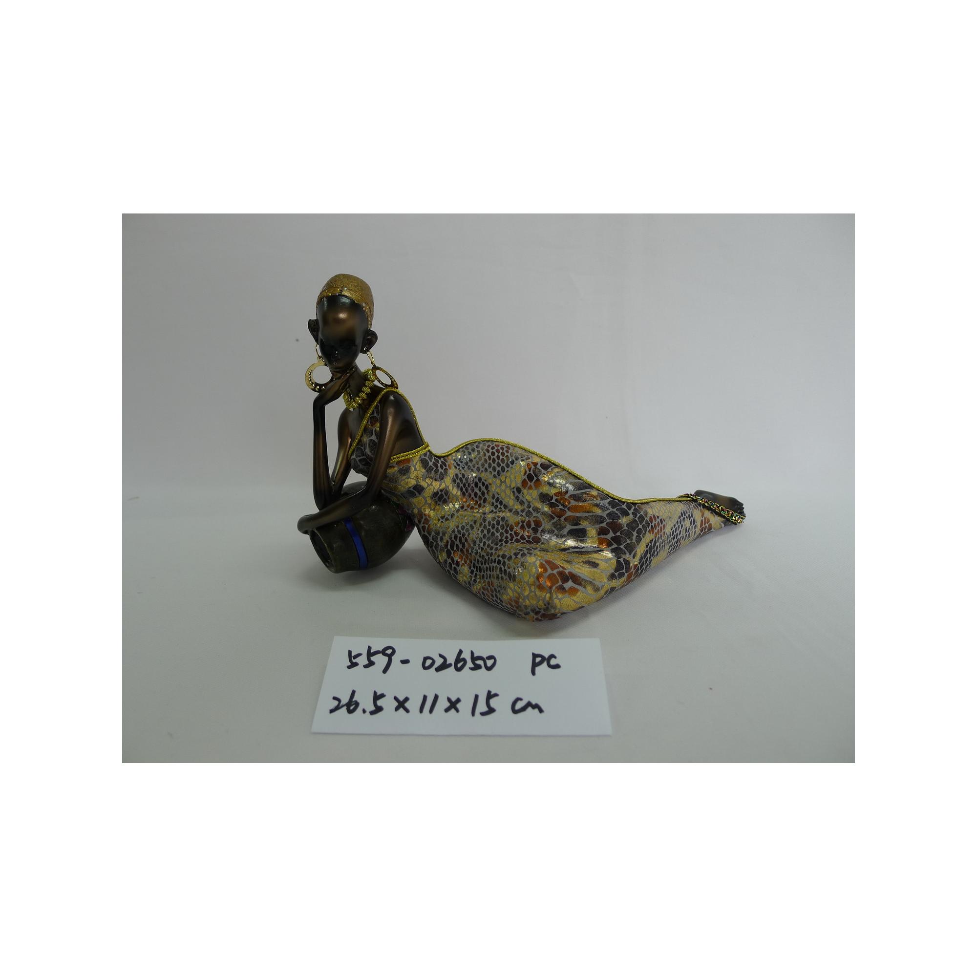 POLY SITTING AFRICAN LADY DECO - 559-02650