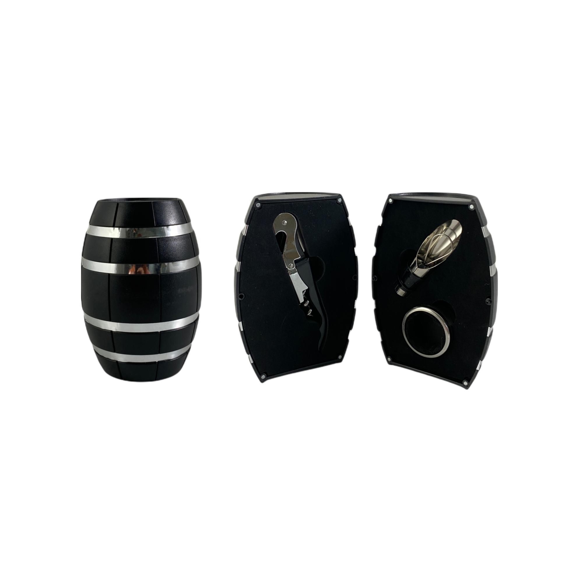 black color Oak barrel case with wine pourercollar waiter's - 567-41829
