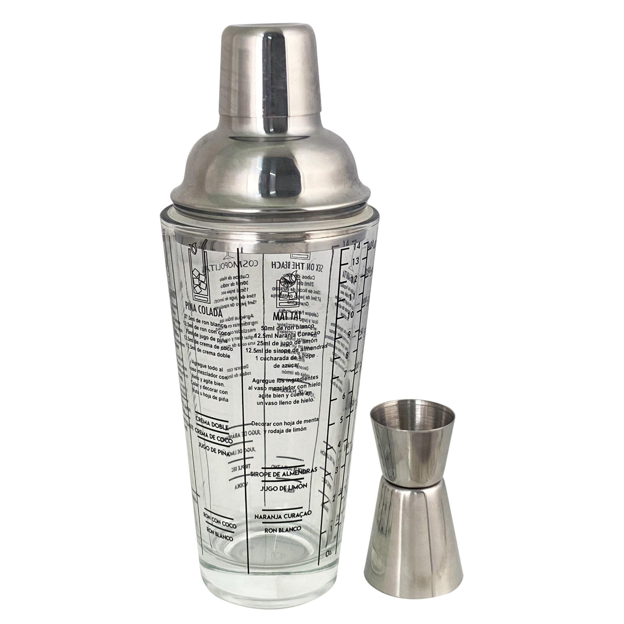 Shaker 8 400Ml glass cocktail shaker:8.5X8.5X21.5CM /15/30 ml stainl - Noritex