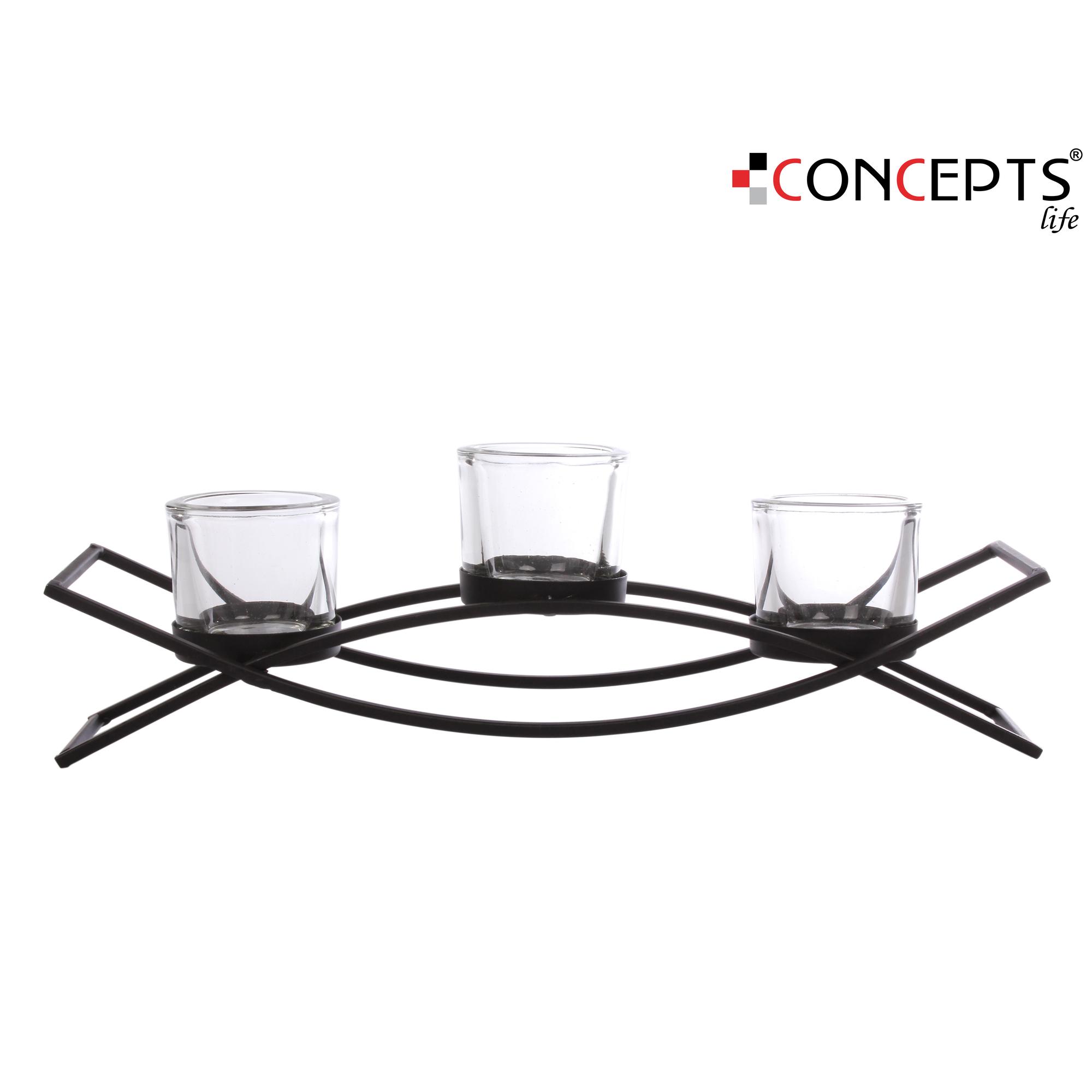 CANDLE HOLDER-BLACK MAT WITH T - 567-49019