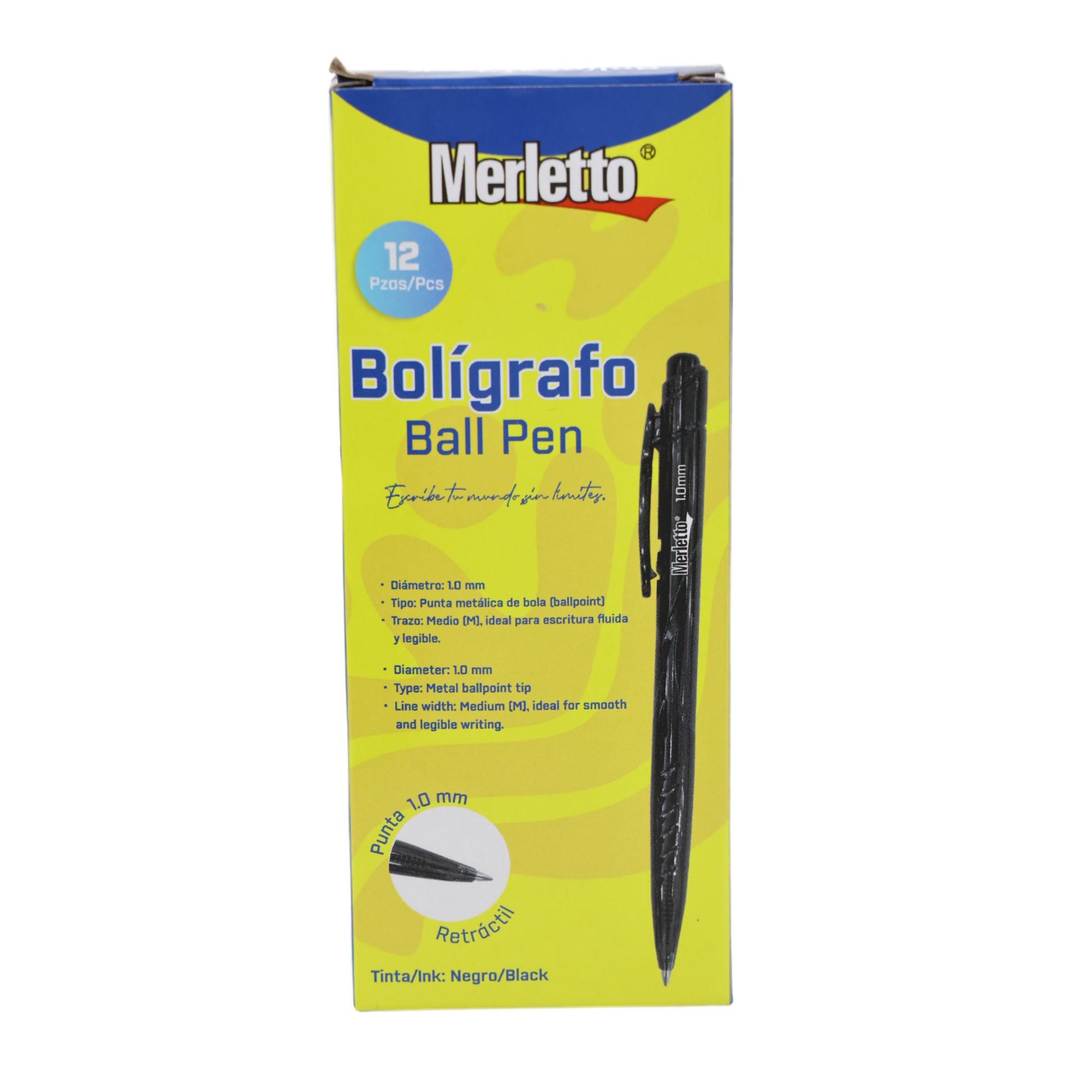 BOLGRAFO RETRCTIL NEGRO 1.0MM CAJA DE 12 UNIDADES - 780-144463699