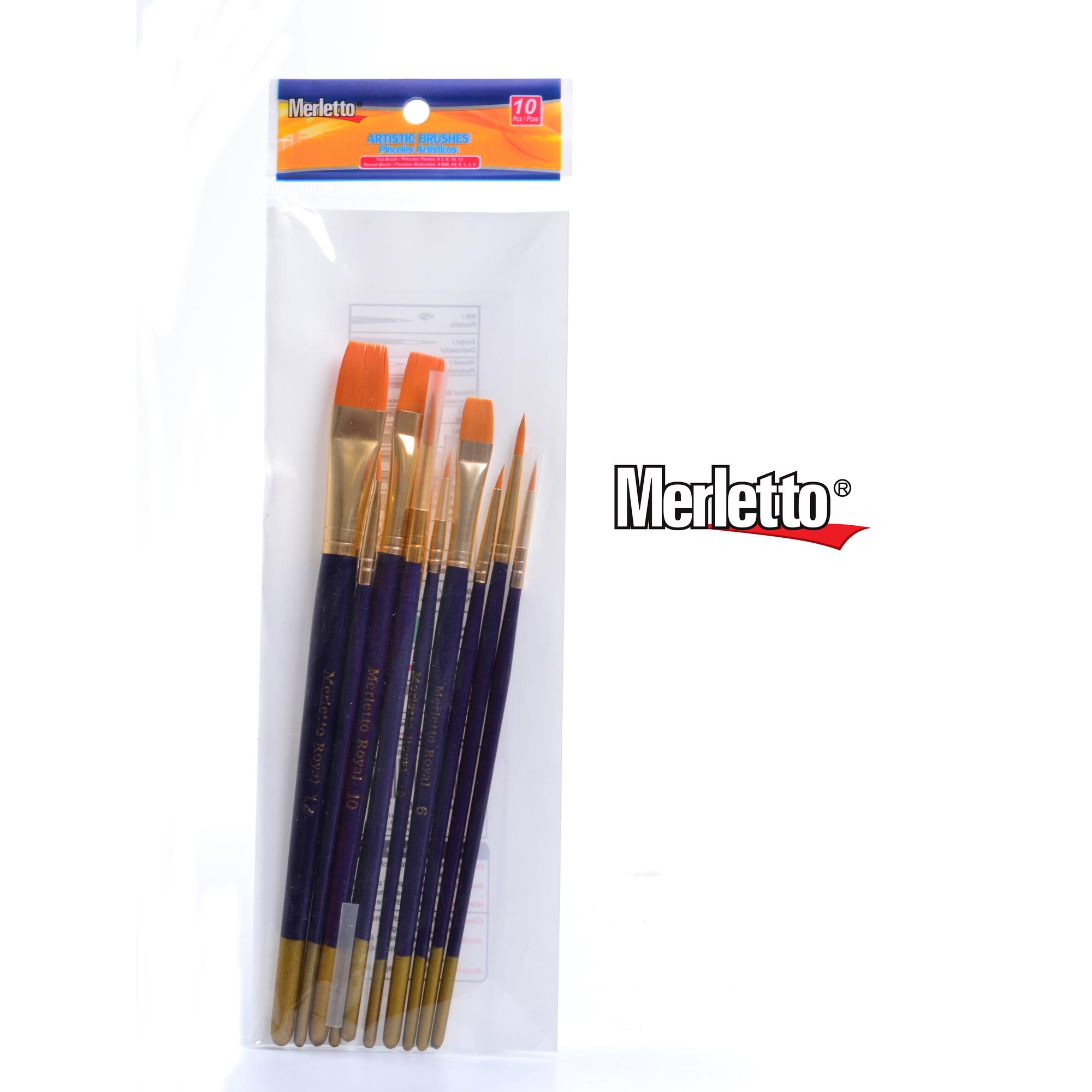 ASSORTED BRUSHES SET 10PCS #2 ,6,10,12,0,00,000,1,3,5 - 780-1594088/10