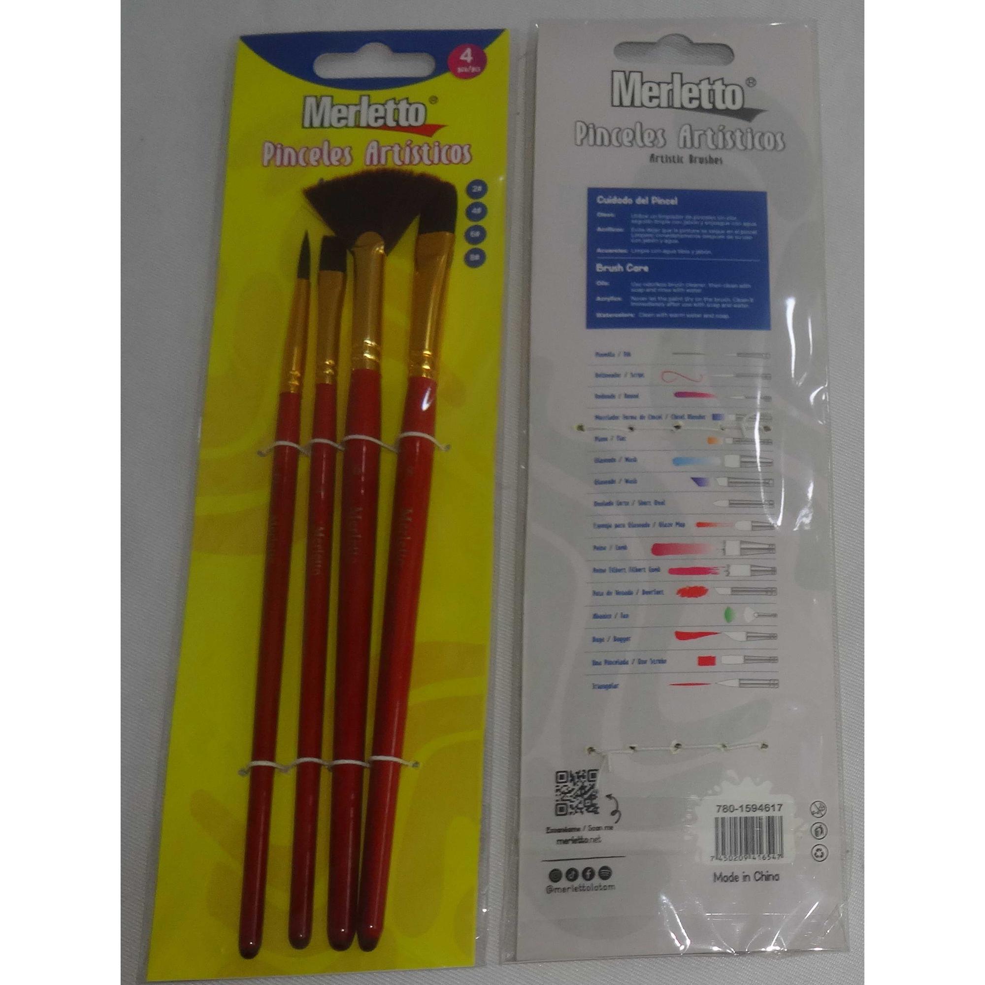 CONJUNTO DE 4 PINCÉIS ARTÍSTICOS COR DE VINHO (#2 #4 #6 #8) - 780-1594617