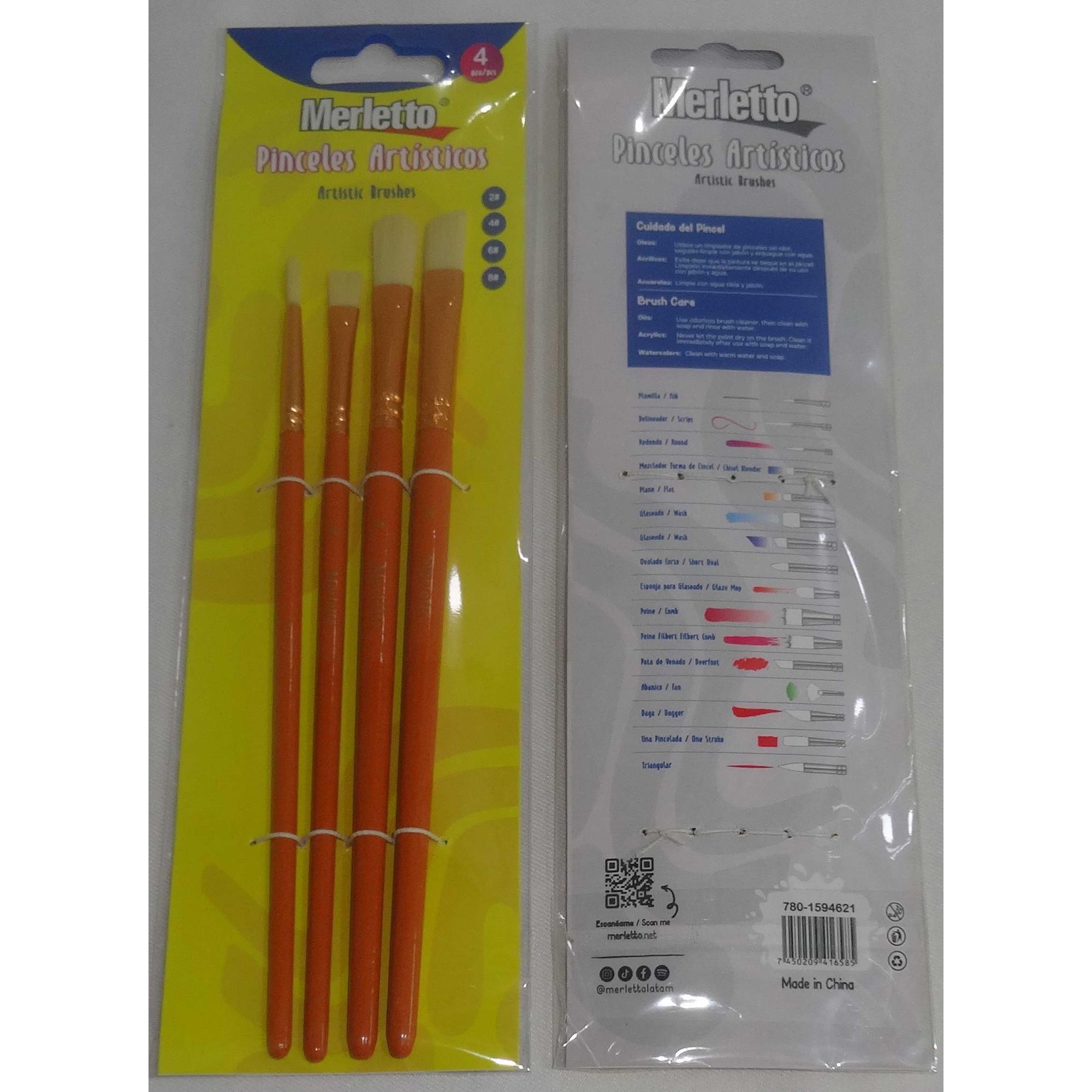 CONJUNTO TOSCANO DE 4 PINCÉIS ARTÍSTICOS (#2 #4 #6 #8) - 780-1594621