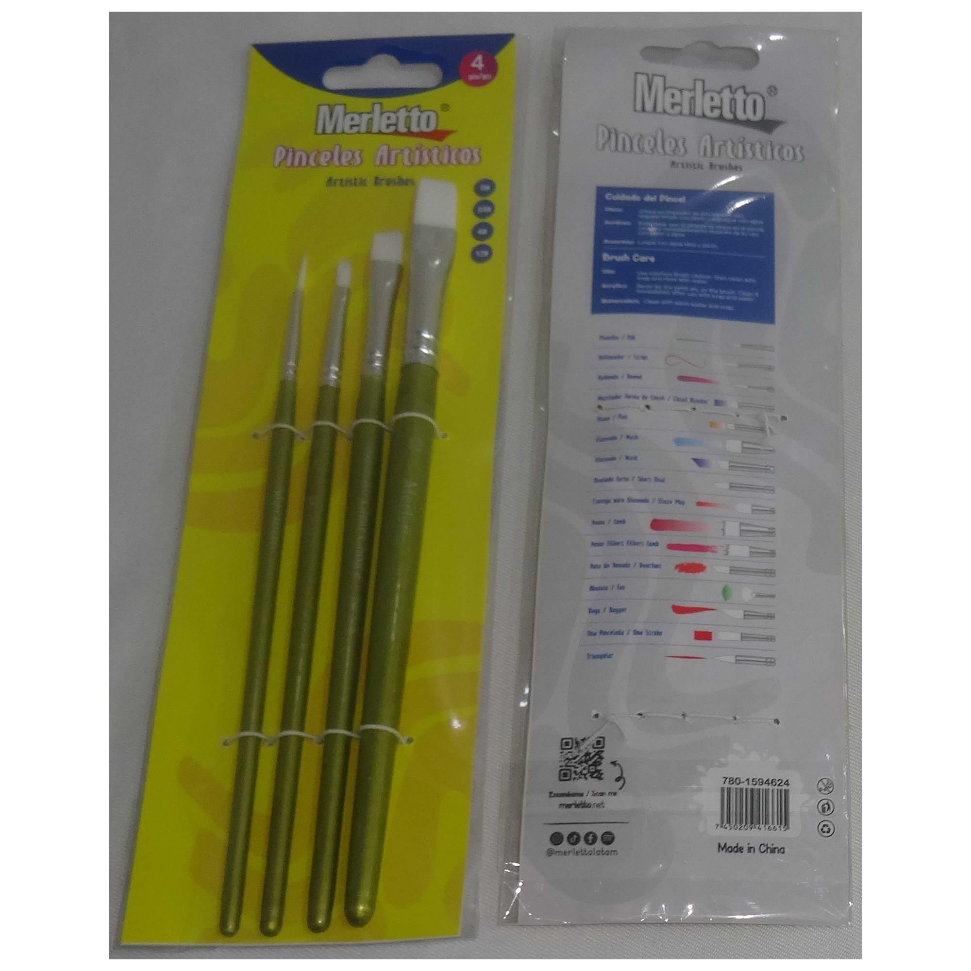 CONJUNTO DE 4 PINCÉIS DE ARTE DE OLIVA (#0 #3 /8 #4 #12) - 780-1594624