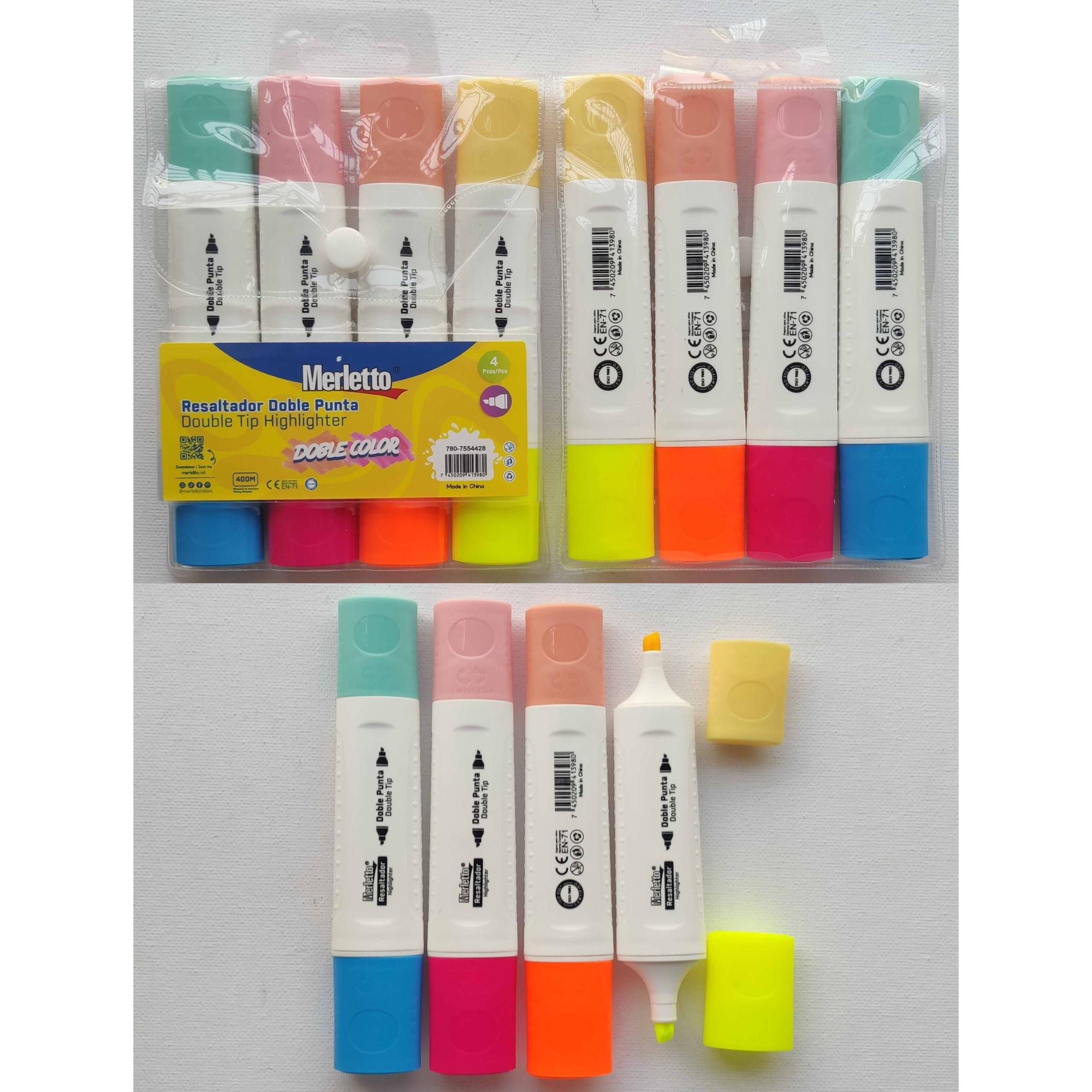 CONJUNTO BÁSICO DE ILUMINADORES DE PONTA DUPLA E 4 PEÇAS EM TONS PASTEL - 780-7554428