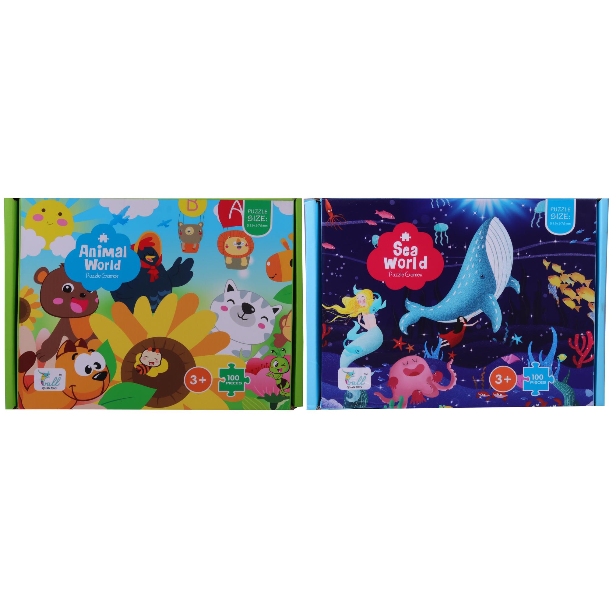 ROMPECABEZA 100PZ ANIMALES TERRESTRES Y MARINOS - 780-8122667