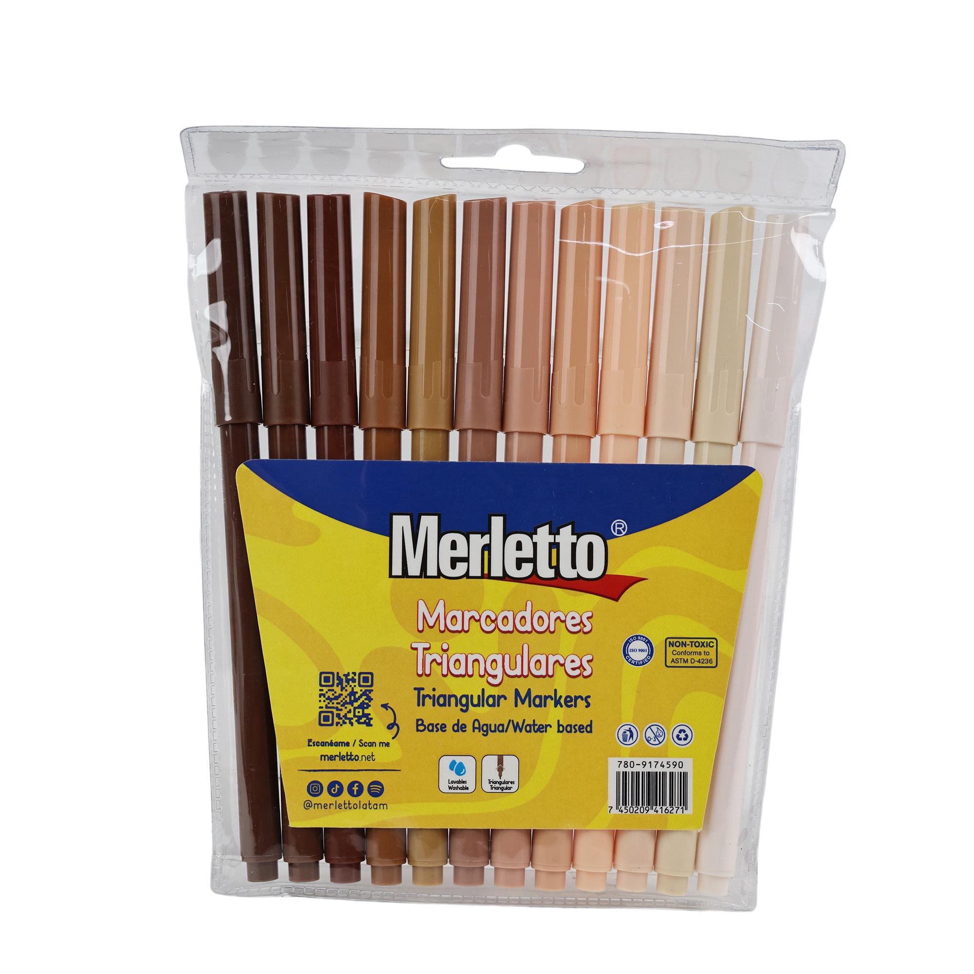 SET 12 MARCADORES DE AGUA TRIANGULARES 12 COLORES PIEL LAVABLE - 780-9174590