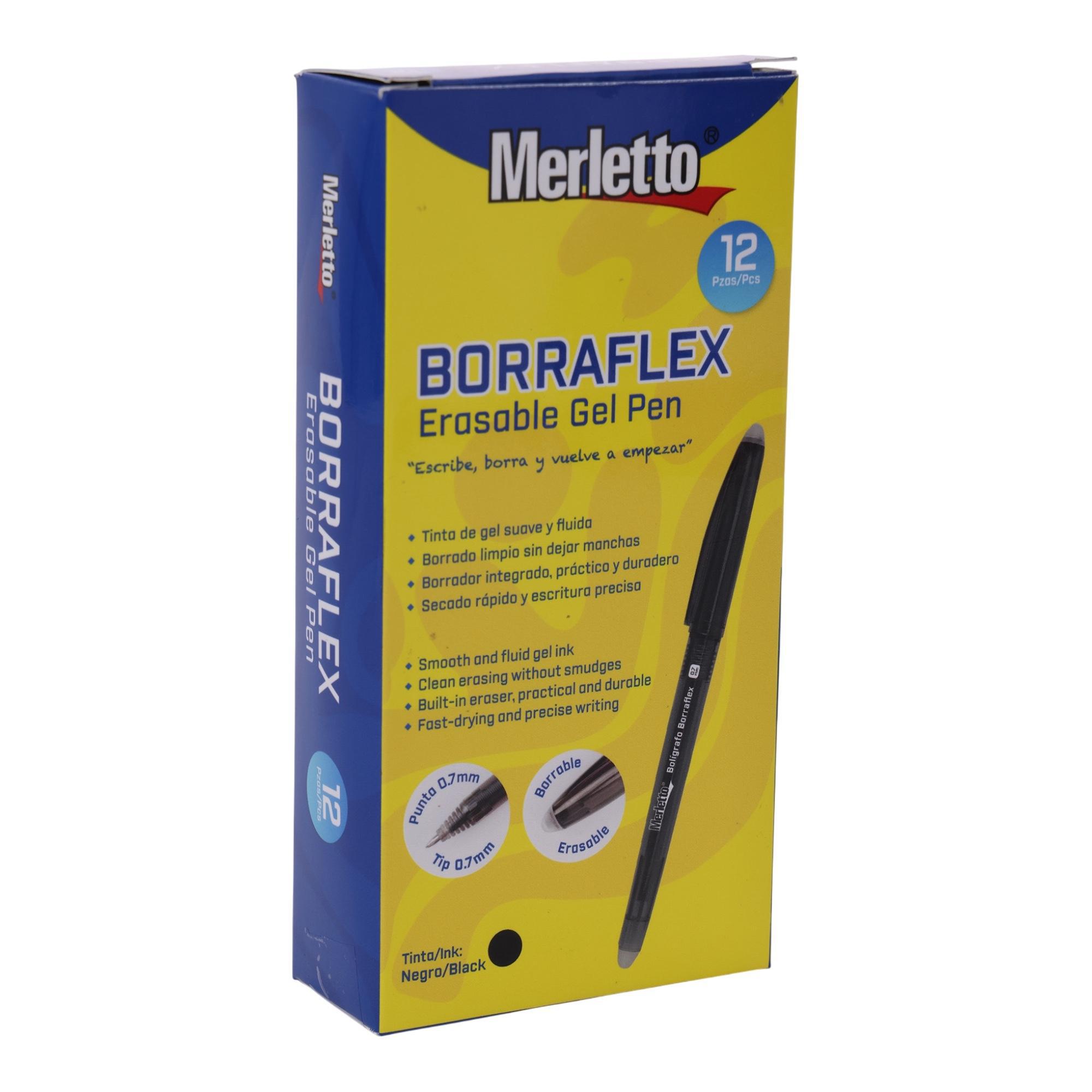BORRADOR DE GEL BORRABLE COLOR NEGRO 0.7MM 12PZA - 780-921476399