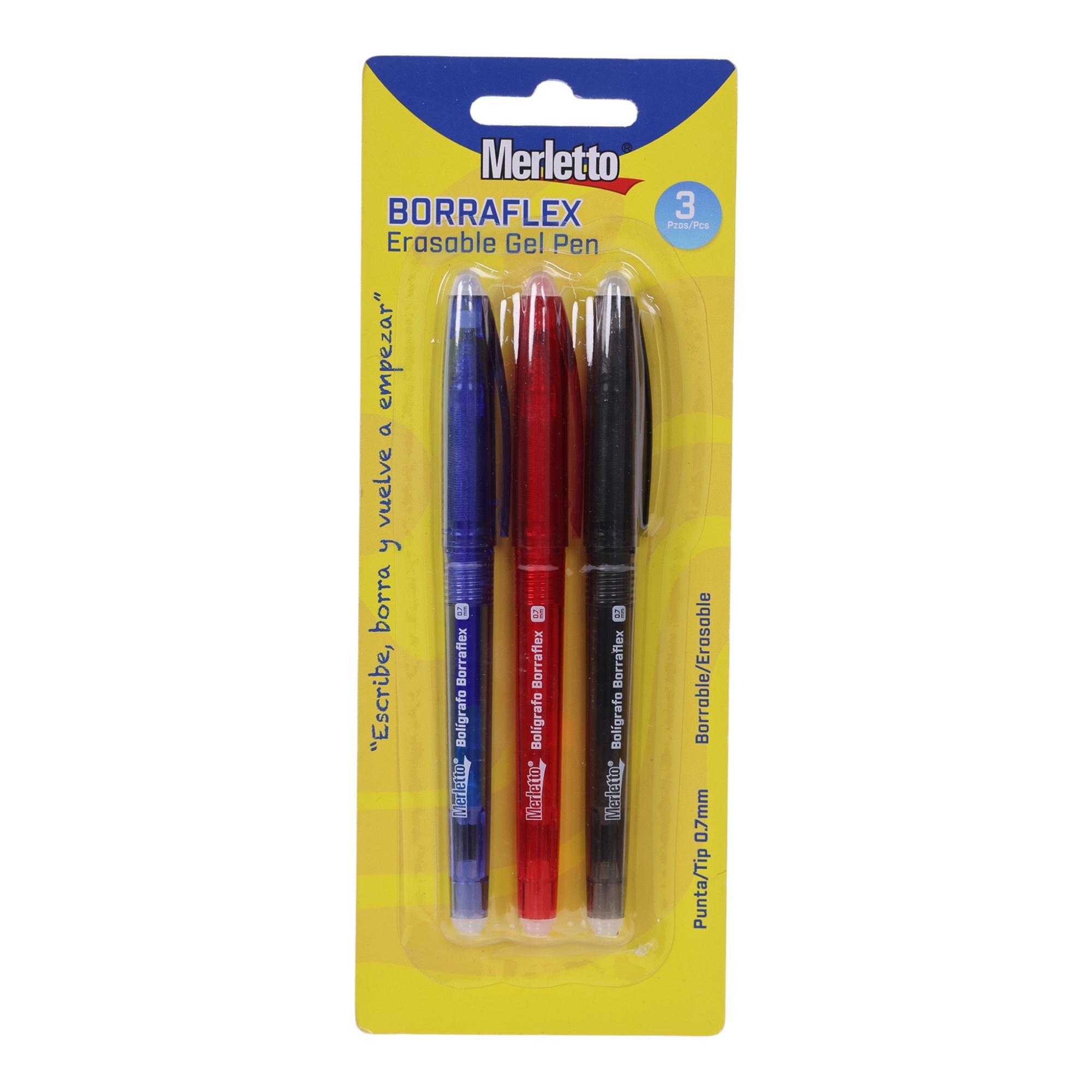 BOLIGRAFO DE GEL BORRABLE COLORES ROJO, AZUL Y NEGRO 0.7MM 3 PZA - 780-9214764